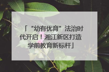 “幼有优育”法治时代开启！湘江新区打造学前教育新标杆
