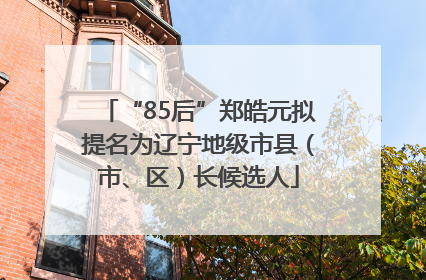 “85后”郑皓元拟提名为辽宁地级市县（市、区）长候选人