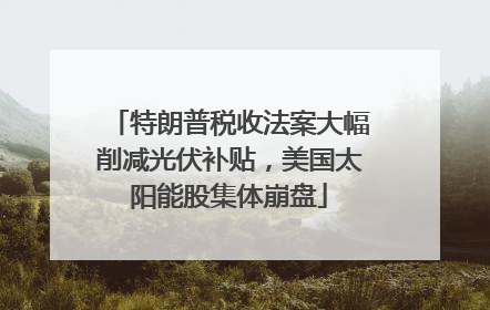 特朗普税收法案大幅削减光伏补贴，美国太阳能股集体崩盘