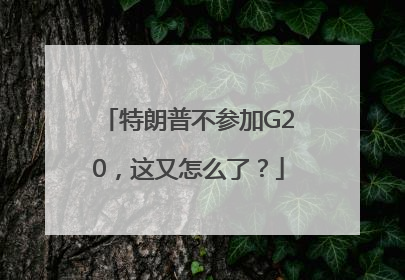 特朗普不参加G20，这又怎么了？