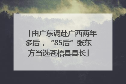 由广东调赴广西两年多后，“85后”张东方当选苍梧县县长