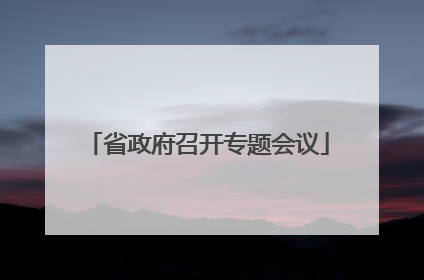 省政府召开专题会议