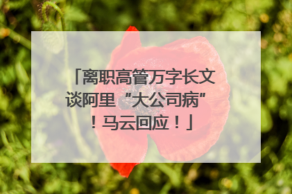 离职高管万字长文谈阿里“大公司病”！马云回应！