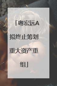 粤宏远A拟终止筹划重大资产重组