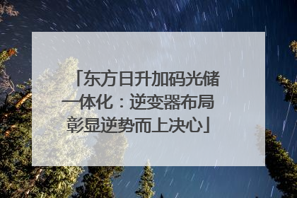 东方日升加码光储一体化：逆变器布局彰显逆势而上决心