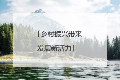 乡村振兴带来发展新活力