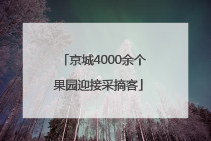 京城4000余个果园迎接采摘客