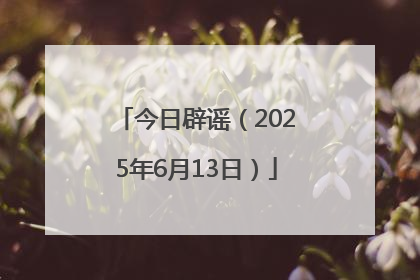 今日辟谣（2025年6月13日）