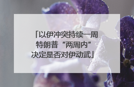 以伊冲突持续一周 特朗普“两周内”决定是否对伊动武
