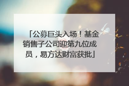 公募巨头入场！基金销售子公司迎第九位成员，易方达财富获批