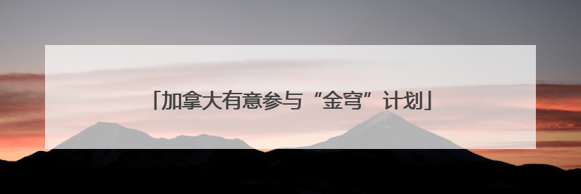 加拿大有意参与“金穹”计划