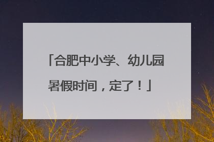合肥中小学、幼儿园暑假时间，定了！