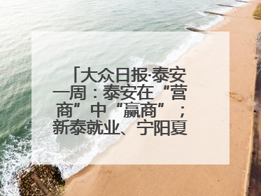 大众日报·泰安一周：泰安在“营商”中“赢商”；新泰就业、宁阳夏收工作上要闻