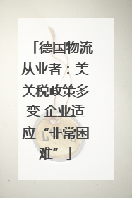 德国物流从业者：美关税政策多变 企业适应“非常困难”