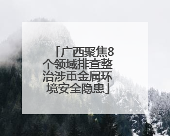 广西聚焦8个领域排查整治涉重金属环境安全隐患