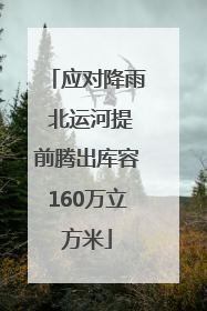应对降雨 北运河提前腾出库容160万立方米