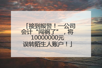 接到报警！一公司会计“闯祸了”，将10000000元误转陌生人账户！