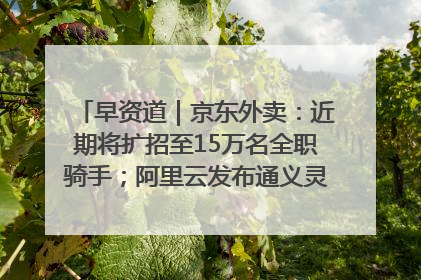 早资道｜京东外卖：近期将扩招至15万名全职骑手；阿里云发布通义灵码AI IDE