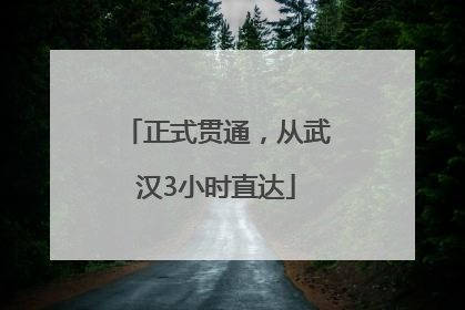正式贯通，从武汉3小时直达