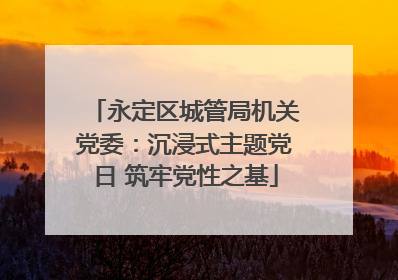 永定区城管局机关党委：沉浸式主题党日 筑牢党性之基