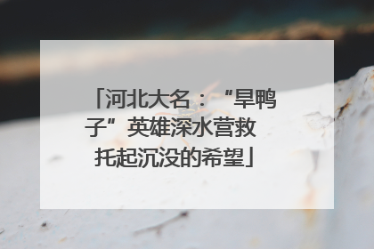 河北大名：“旱鸭子”英雄深水营救 托起沉没的希望