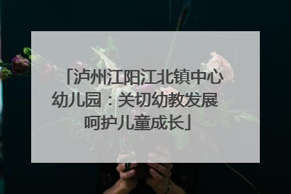泸州江阳江北镇中心幼儿园：关切幼教发展 呵护儿童成长