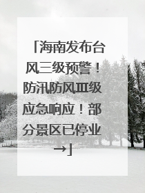 海南发布台风三级预警！防汛防风Ⅲ级应急响应！部分景区已停业→