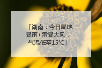 湖南：今日局地暴雨+雷暴大风，气温低至15℃