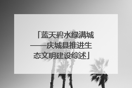 蓝天碧水绿满城——庆城县推进生态文明建设综述