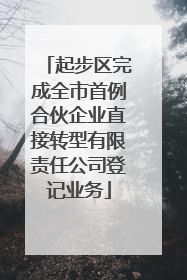起步区完成全市首例合伙企业直接转型有限责任公司登记业务