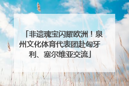 非遗瑰宝闪耀欧洲！泉州文化体育代表团赴匈牙利、塞尔维亚交流