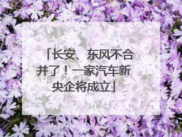 长安、东风不合并了！一家汽车新央企将成立