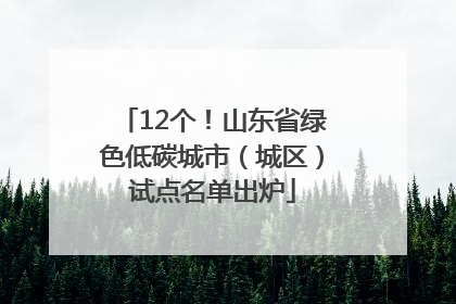 12个！山东省绿色低碳城市（城区）试点名单出炉