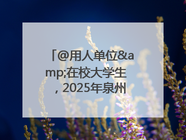 @用人单位&在校大学生，2025年泉州市大学生实习“扬帆计划”来啦！