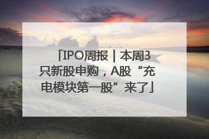 IPO周报｜本周3只新股申购，A股“充电模块第一股”来了